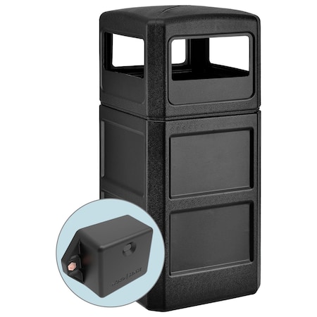 Global Industrial TrashTalk Square Waste Receptacle w/Dome Lid, 42 Gal., Black 641414BKT